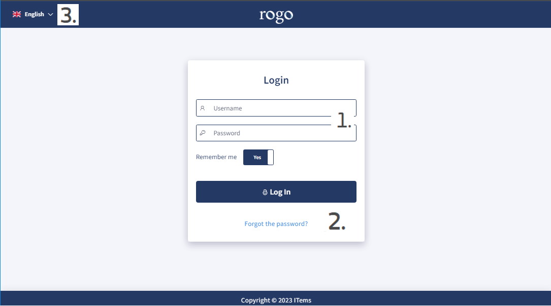 Part of the manual that describes the home page of the Rogo platform