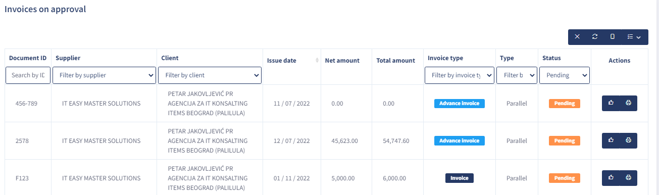 Instructions for approvers, invoices for approval